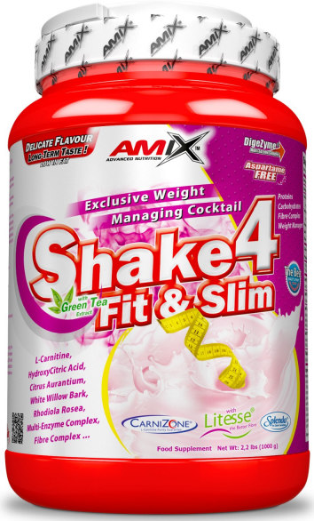 Proteínový nápoj v prášku Amix Shake 4 Fit&Slim 500g jahoda